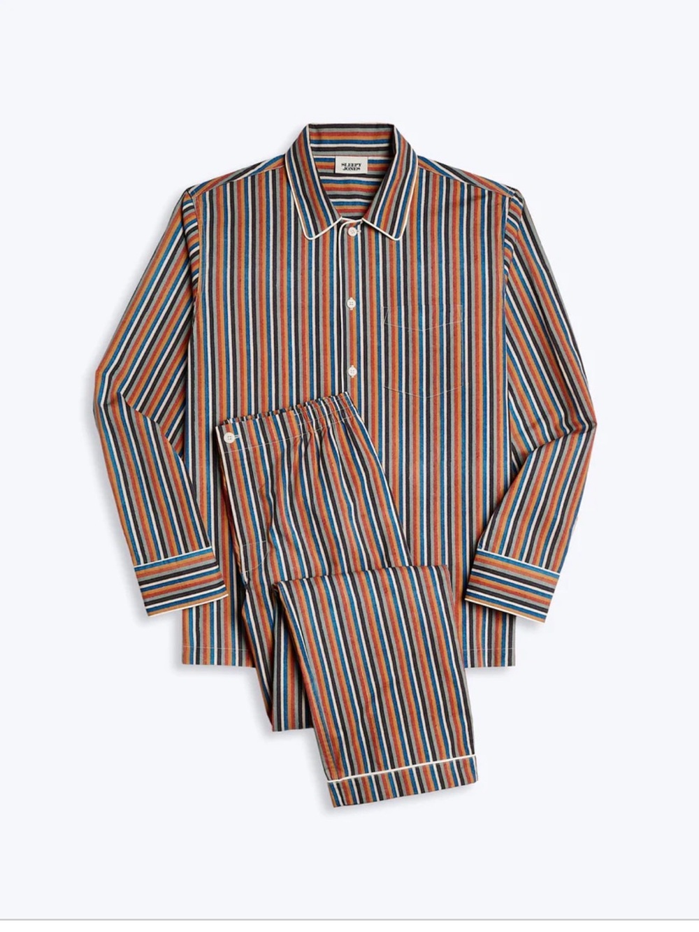 Sleepy Jones Henry Pajama Set in Woodblock Stripe